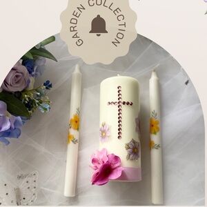 Floral Candle Set - Cream and Pink